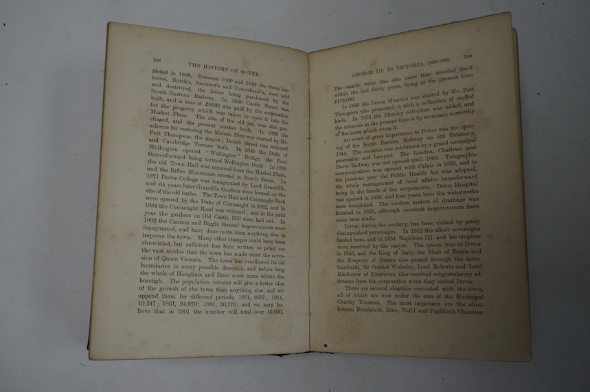 Statham, Rev. S.P.H. - The History of the Castle, Town, and Priory of Dover. 12 plates, 4 plans (1 folded and 2 d-page), original cloth. 1899: Elvin, Rev. Charles R.S. - Records of Walmer together with 